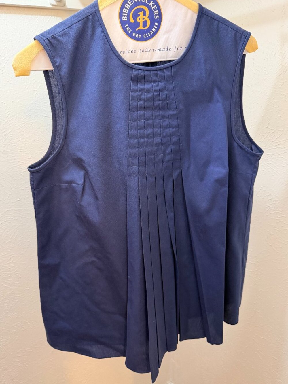 Jill Sander Pleated Tuck Blouse Sleeveless Navy Blue - Size S